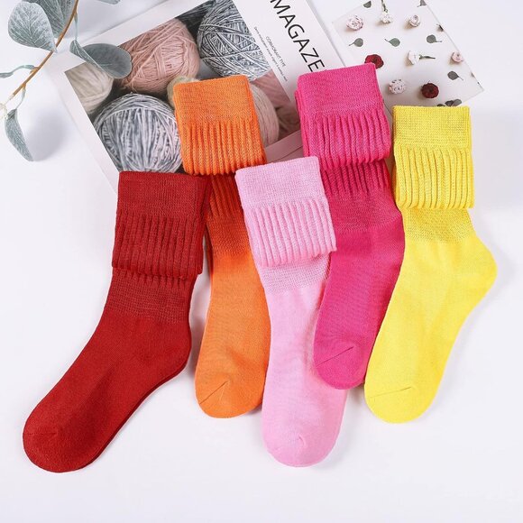 ⚡Women Orange Slouch Socks Scrunch Knee High Slouchy Socks - Picture 7 of 7